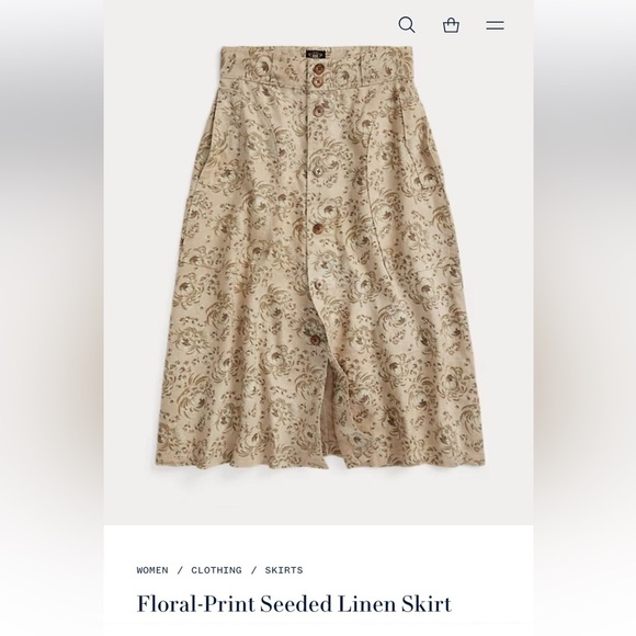 Ralph Lauren RRL Floral Print Linen Midi Skirt Full Vintage Floral A Line Knee 2 - Picture 10 of 11